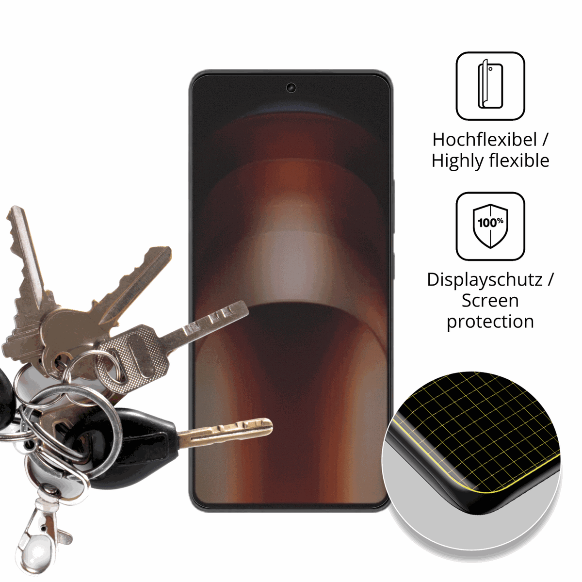 dipos Displayschutz für iqooneo 11, mit Blickschutzfilter und perfekter Passform auch für die Rundungen