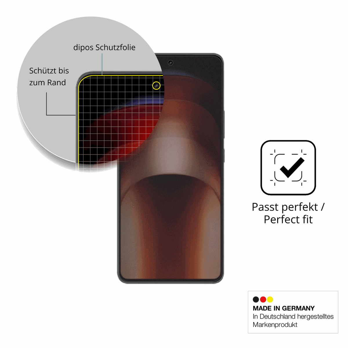 Schutz gegen Kratzer auf dem iqooneo 11 Glas durch Schlüssel, Stöße gegen die Tischkante oder Stürze