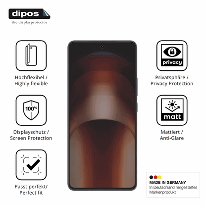 Flexible TPU-Folie passend zugeschnitten für iqooneo 11, mit Privatsphäre-Schutz durch Sichtschutz-Folie