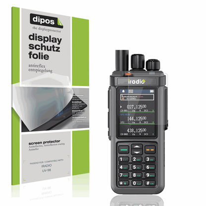 Matte Displayschutzfolie von dipos passend für IRADIO UV-98, präziser Zuschnitt und blasenfrei montiert