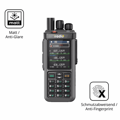 Dünne und entspiegelnde Folie passend zugeschnitten für IRADIO UV-98