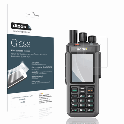 Matte Displayschutzfolie von dipos passend für IRADIO UV-98, 9H kratzfest und blasenfrei montiert