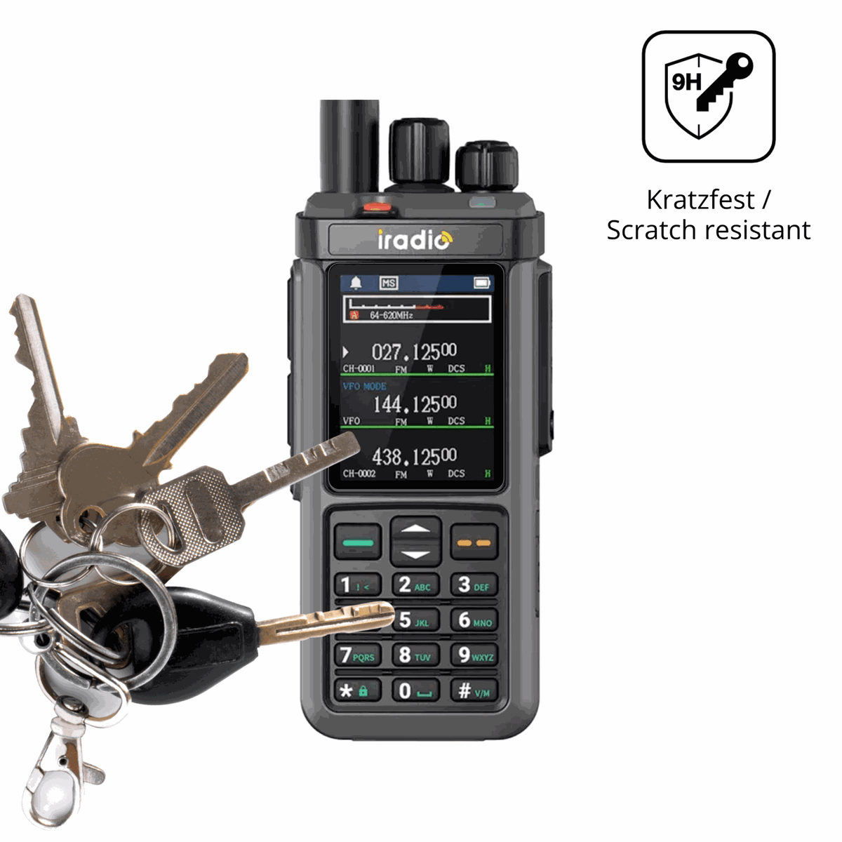 dipos Displayschutz für IRADIO UV-98, transparente Oberfläche, perfekte Passform auch für die Rundungen