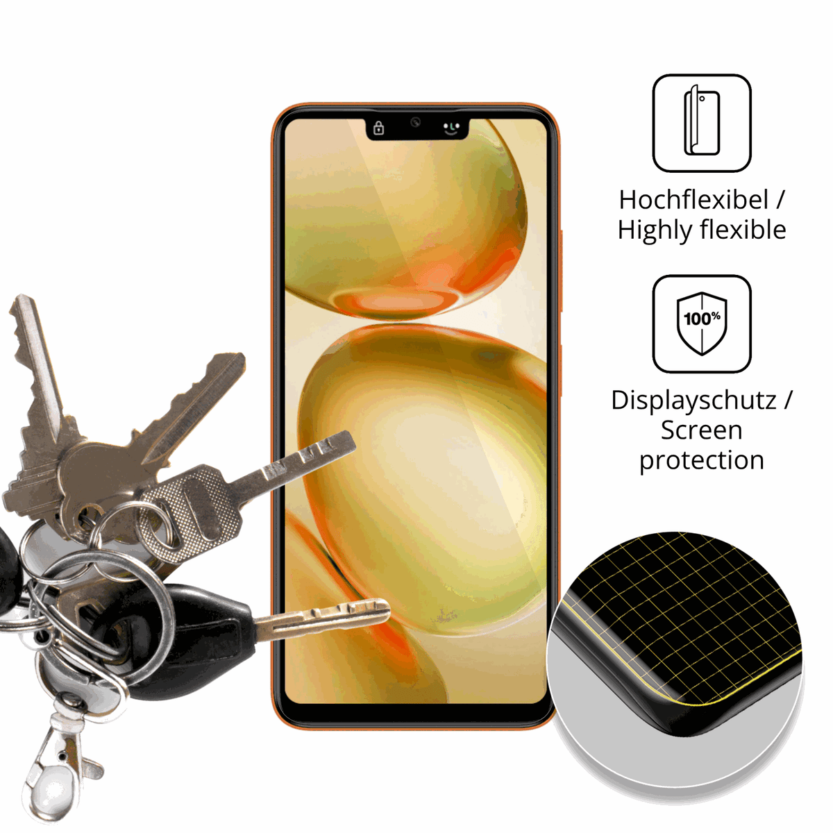 dipos Displayschutz für Itel A100 Pro, transparente Oberfläche, geringe Dicke und perfekte Passform