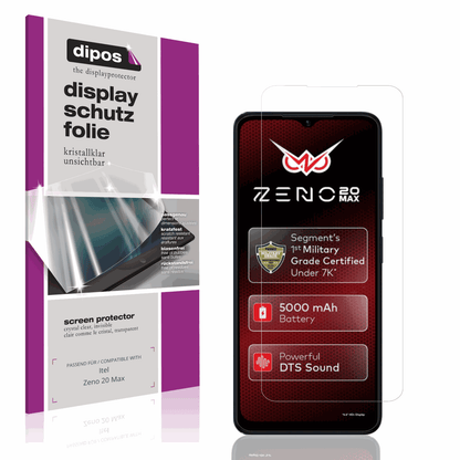 Klare Displayschutzfolie von dipos passend für Itel Zeno 20 Max, präziser Zuschnitt und blasenfrei montiert
