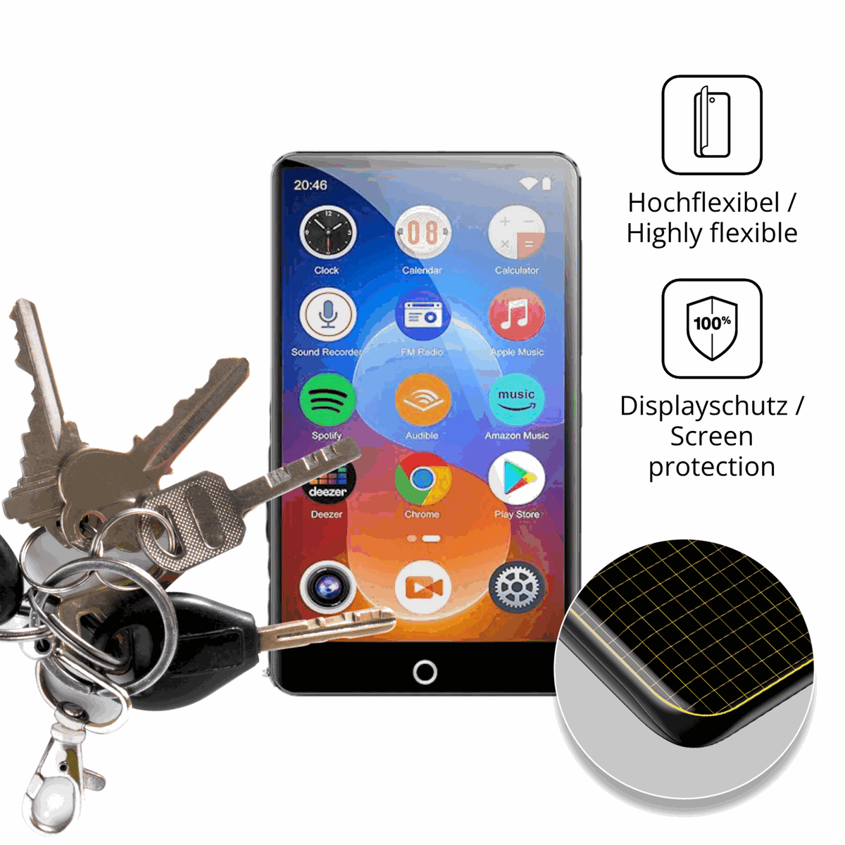 dipos Displayschutz für joliker M301 MP3-Player, transparente Oberfläche, geringe Dicke und perfekte Passform