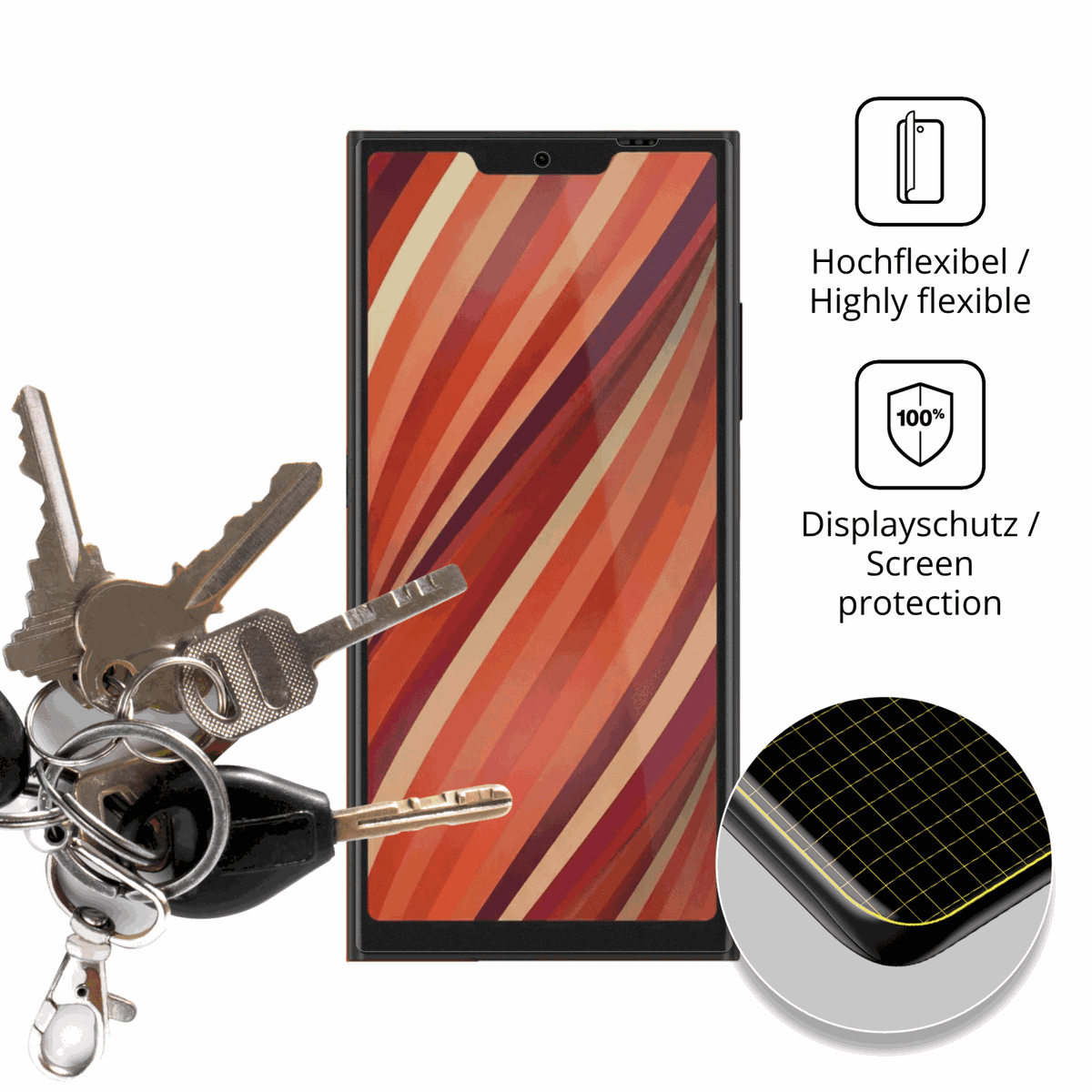 dipos Displayschutz für Jolla Phone, transparente Oberfläche, perfekte Passform auch für die Rundungen