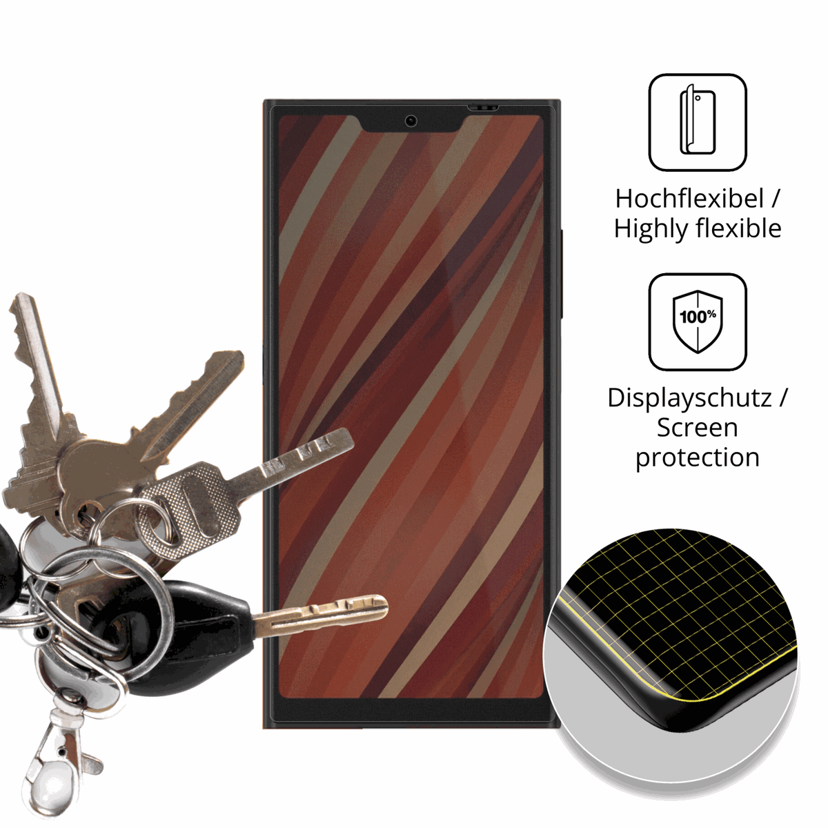 dipos Displayschutz für Jolla Phone, mit Blickschutzfilter und perfekter Passform auch für die Rundungen