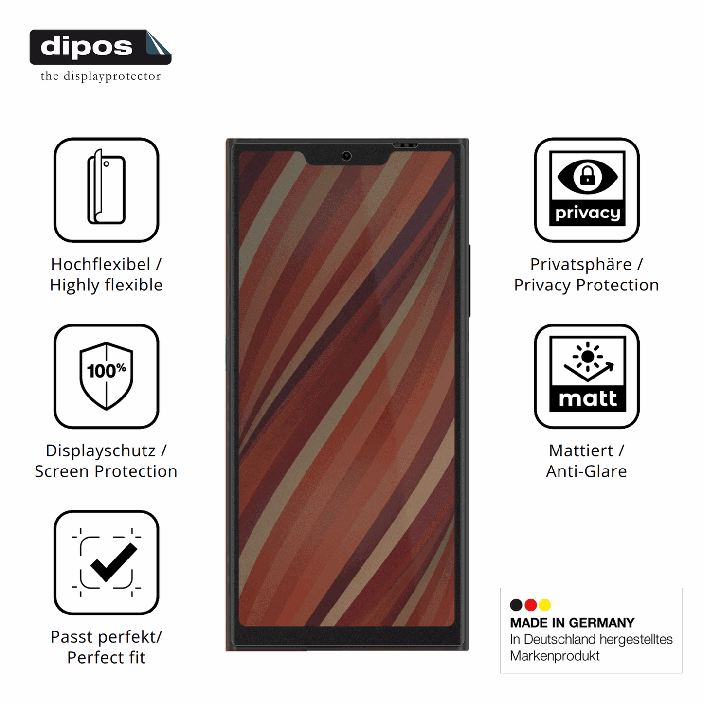 Flexible TPU-Folie passend zugeschnitten für Jolla Phone, mit Privatsphäre-Schutz durch Sichtschutz-Folie