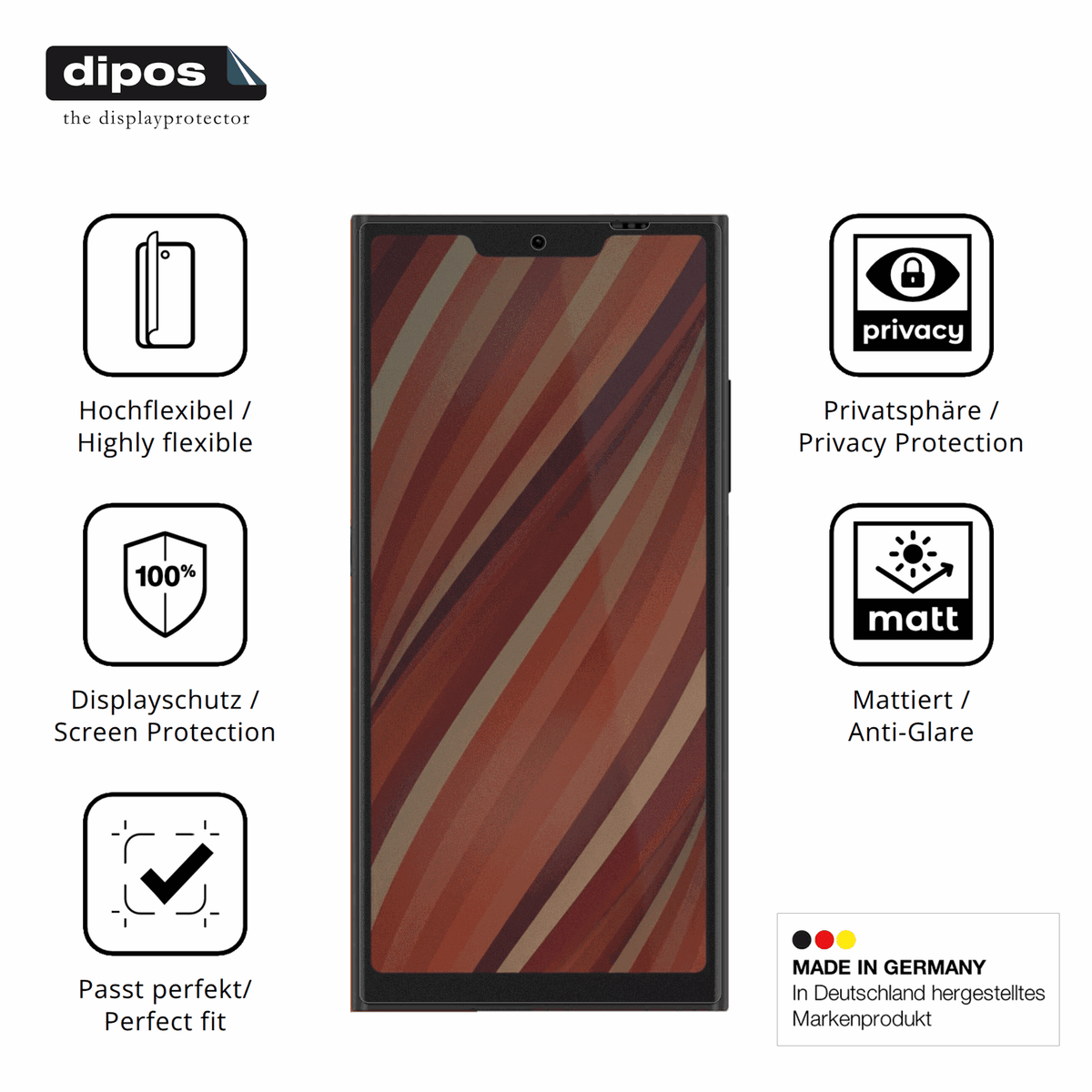 Flexible TPU-Folie passend zugeschnitten für Jolla Phone, mit Privatsphäre-Schutz durch Sichtschutz-Folie