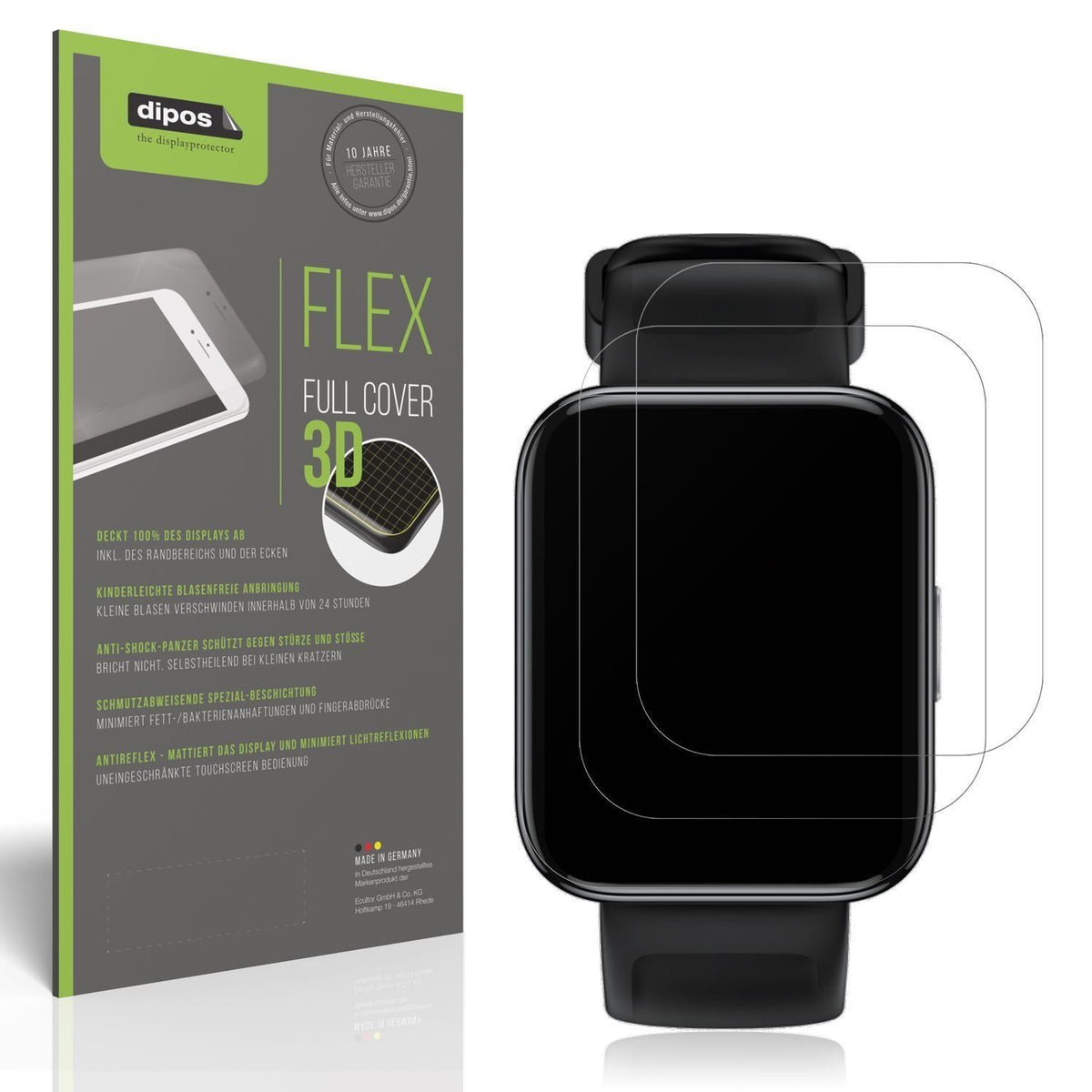 2x Full Cover Schutzfolie matt für Realme Watch 3 (1)