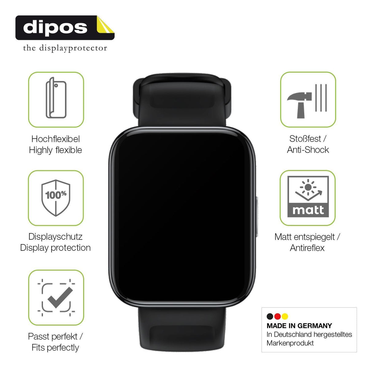 2x Full Cover Schutzfolie matt für Realme Watch 3 (7)