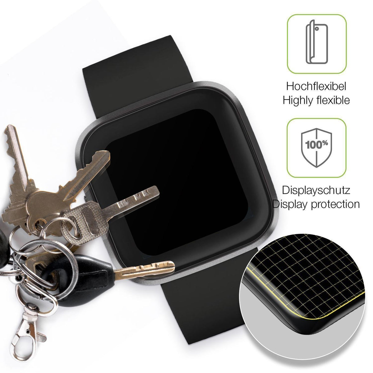 2x Full Cover Schutzfolie matt für Fitbit Versa 2 (3)
