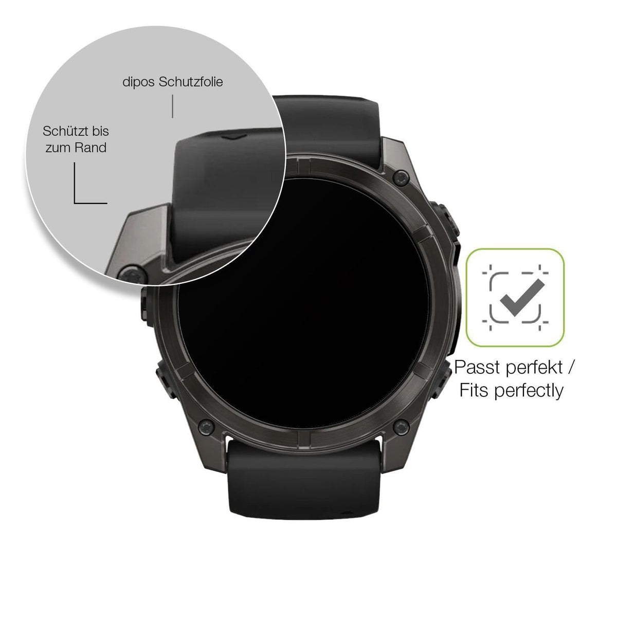 2x Full Cover Schutzfolie matt für Garmin Fenix 8  (6)