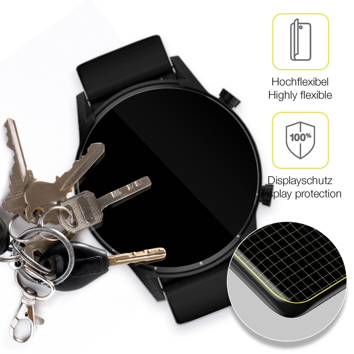 2x 3D Full Cover Schutzfolie für Tecno Watch Pro 2 (3)