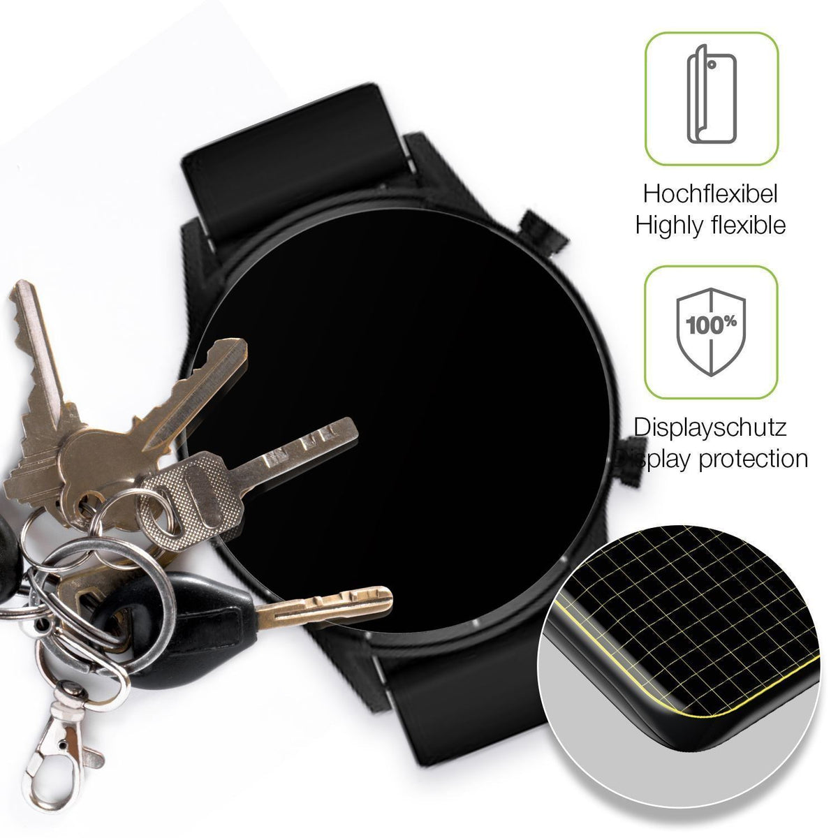 2x Full Cover Schutzfolie matt für Tecno Watch Pro (3)