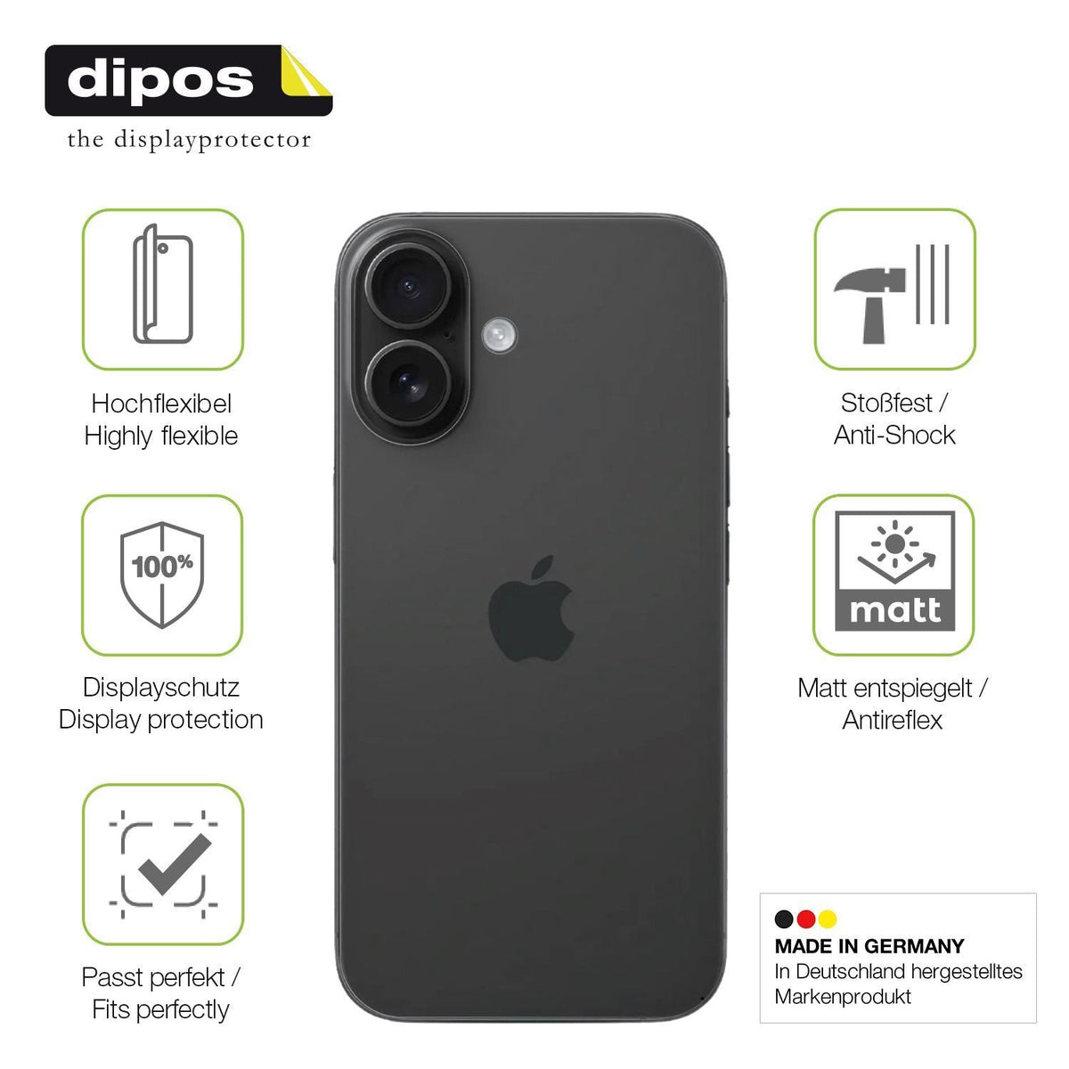 2x Full Cover Schutzfolie matt für Apple iPhone 16 (7)