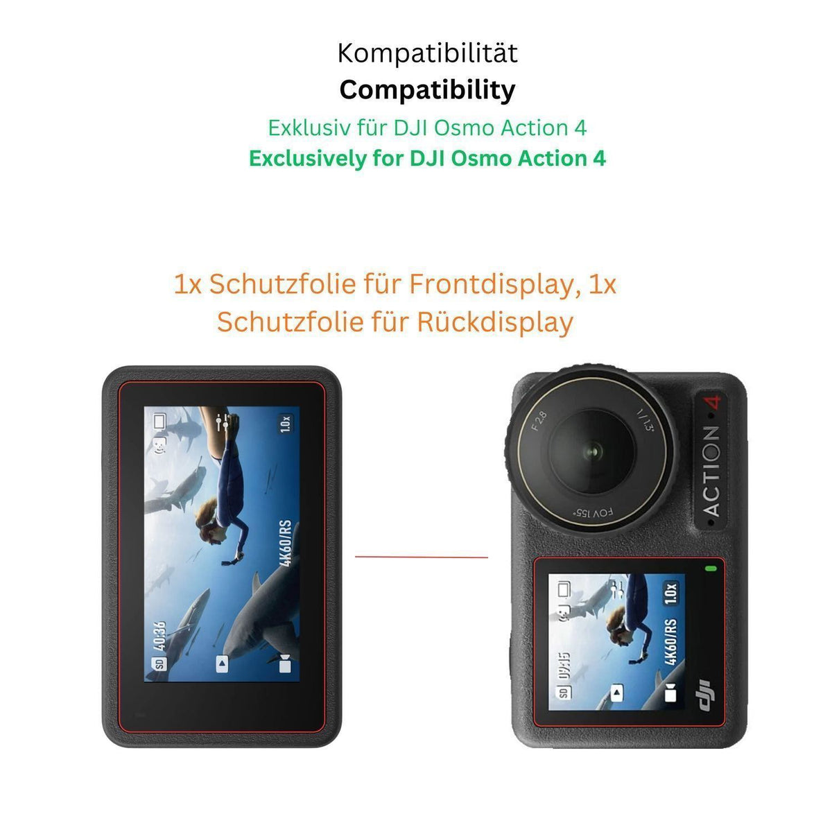 2x 9H Schutzfolie für DJI Osmo Action 4 Panzerfoli (2)