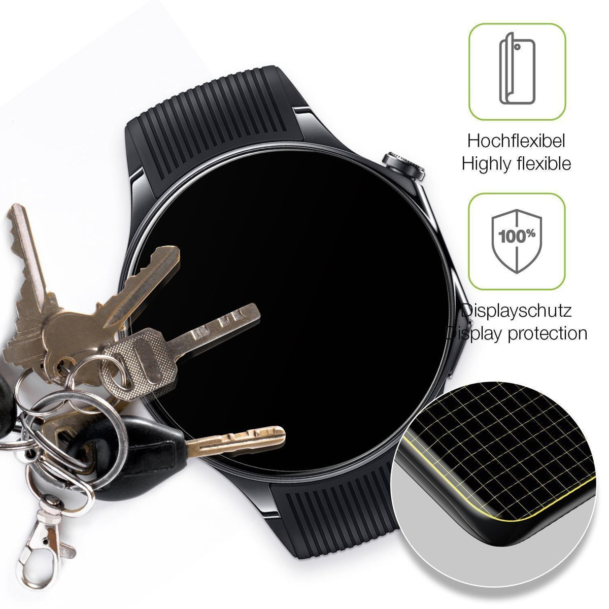 2x Full Cover Schutzfolie matt für Oppo Watch X2 (3)