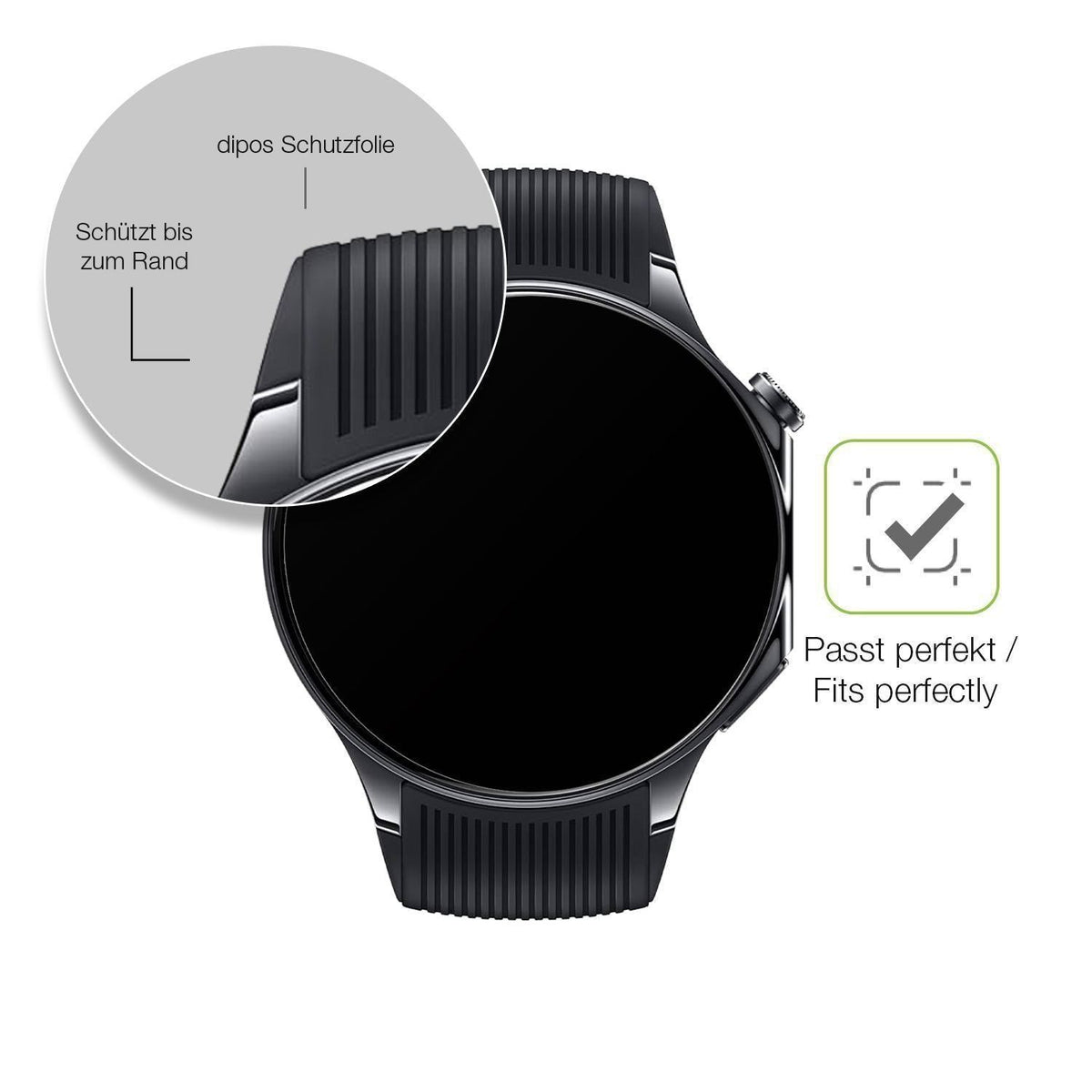 2x Full Cover Schutzfolie matt für Oppo Watch X2 (6)
