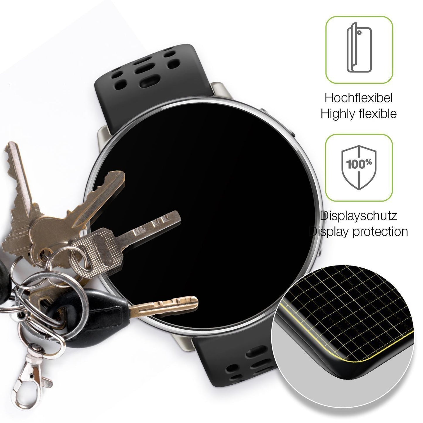 2x Full Cover Schutzfolie matt für Amazfit Active  (3)