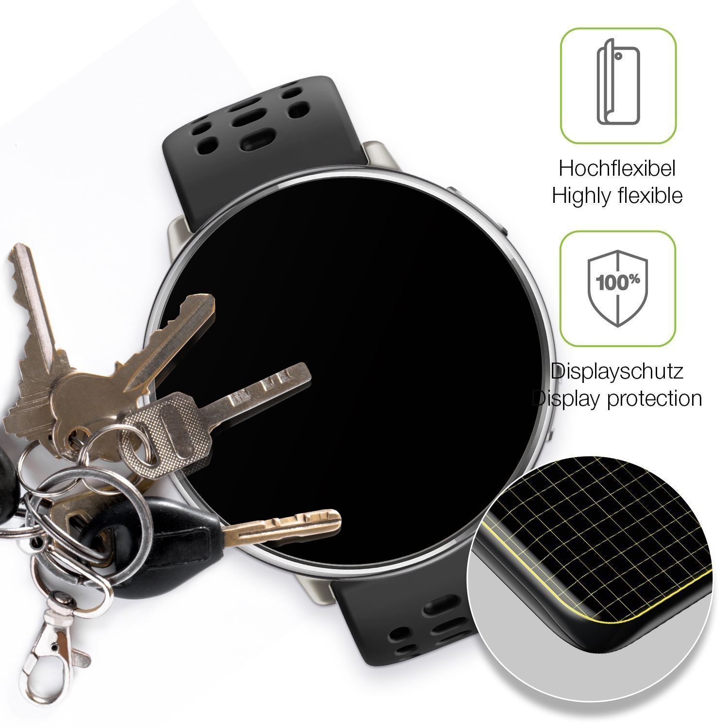 2x Full Cover Schutzfolie matt für Amazfit Active  (3)