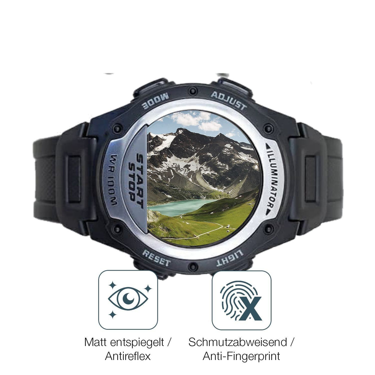 2x 9H Schutzfolie matt für Casio W-756 Panzerfolie (5)