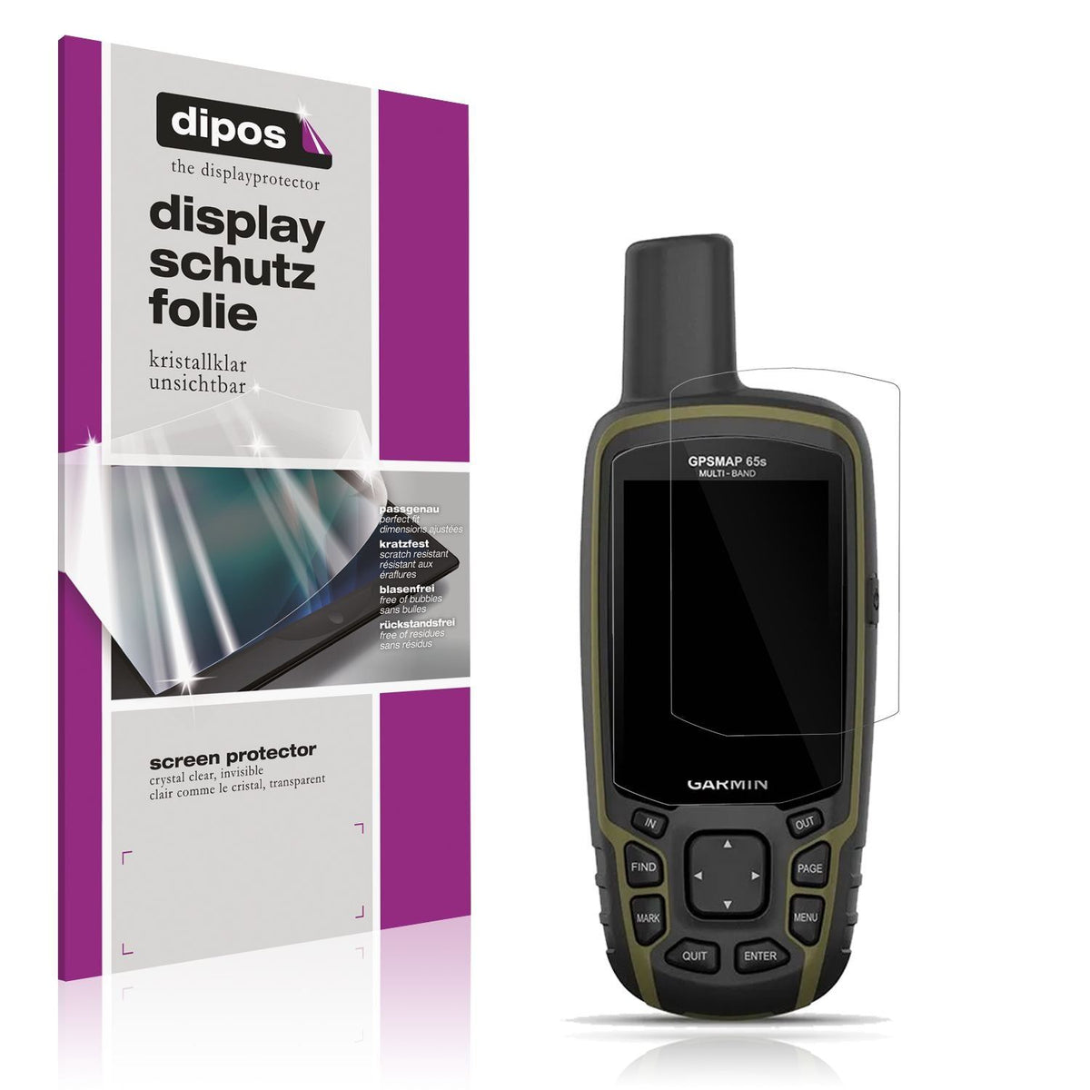 2x Schutzfolie klar für Garmin GPSMAP 65 Display-S (1)