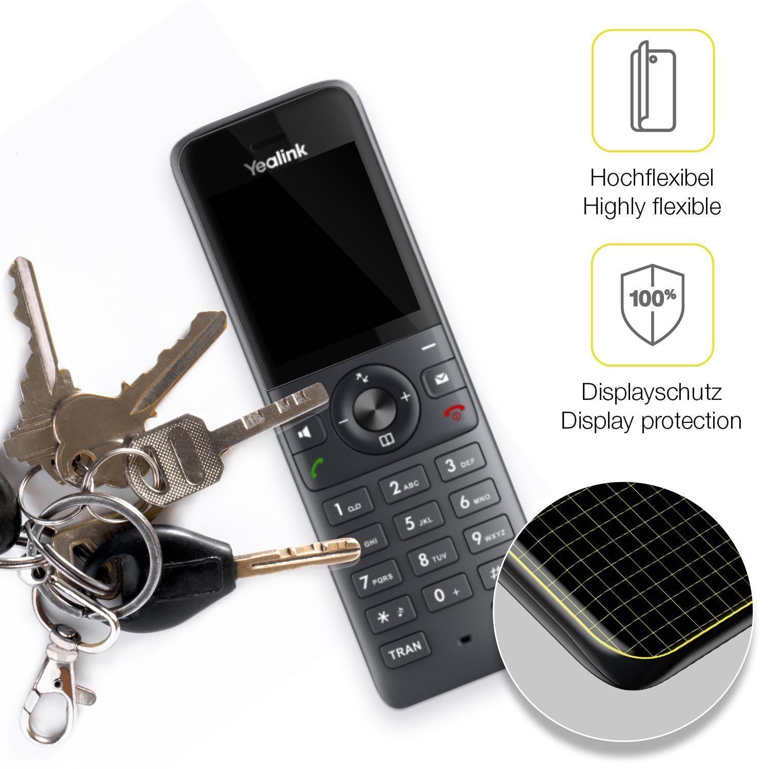 2x 3D Full Cover Schutzfolie für Yealink W71H Dect (3)