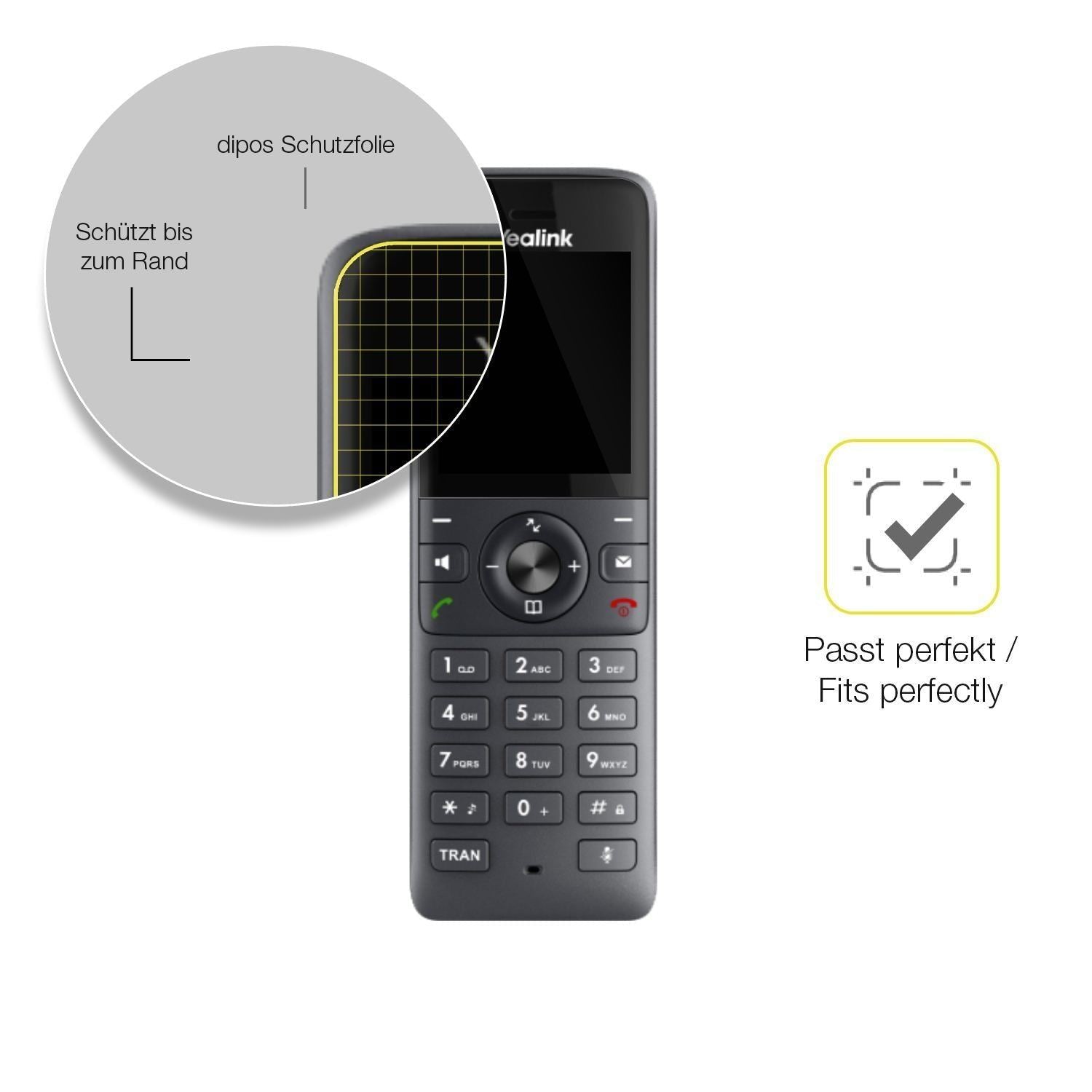 2x 3D Full Cover Schutzfolie für Yealink W71H Dect (6)