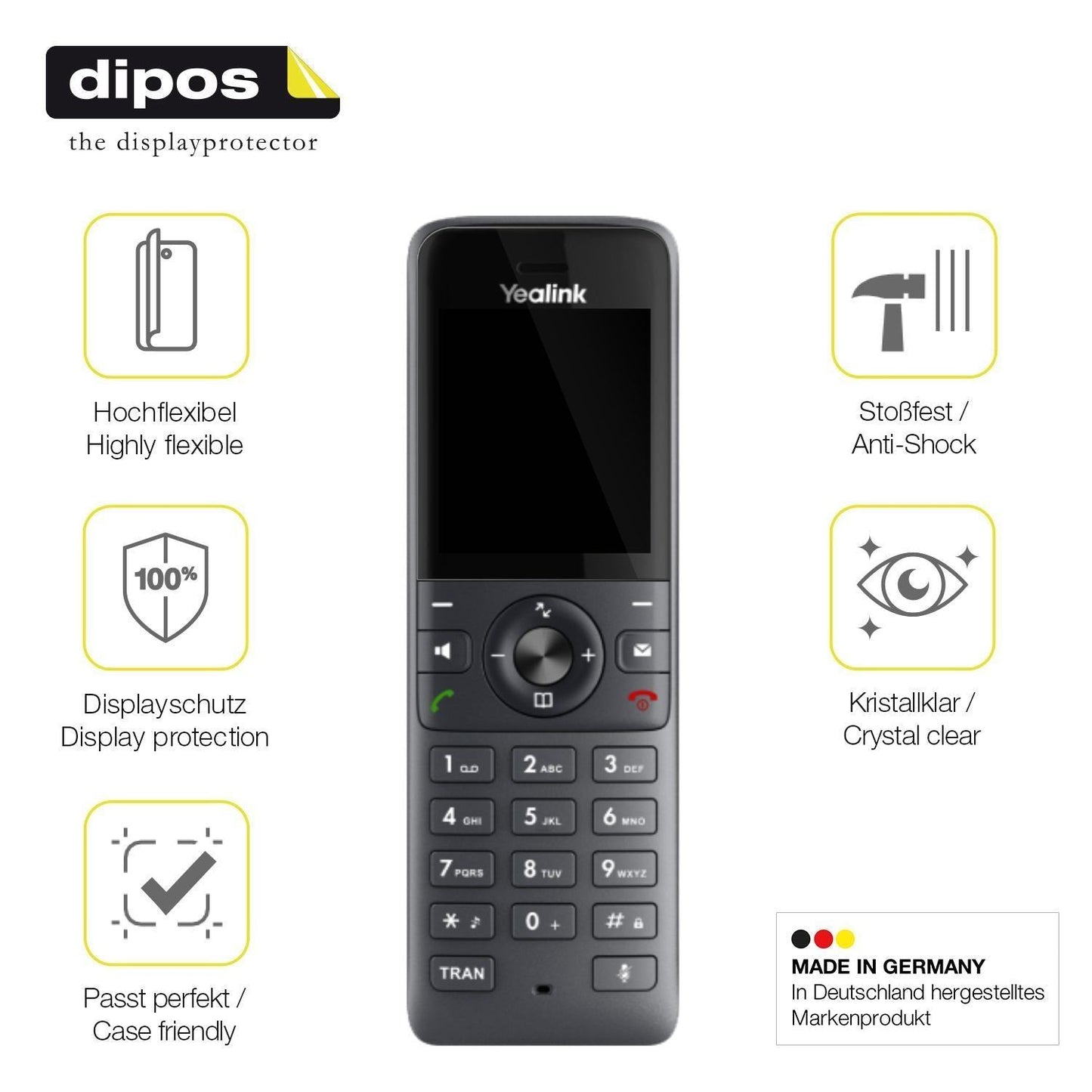 2x 3D Full Cover Schutzfolie für Yealink W71H Dect (7)