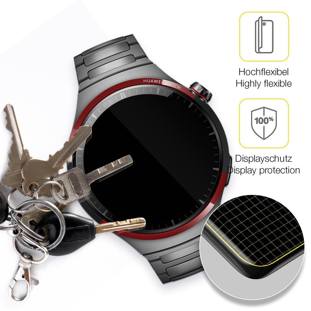2x 3D Full Cover Schutzfolie für Huawei Watch 4 Pr (3)