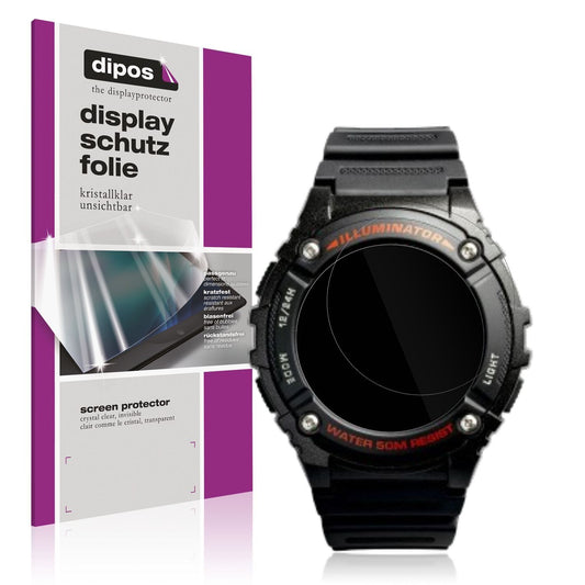 6x Schutzfolie klar für Casio W-2016H-1AV Rund Dis (1)
