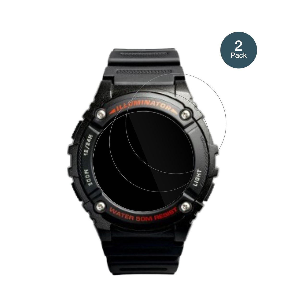 2x 9H Schutzfolie für Casio W-2016H-1AV Rund Panze (2)
