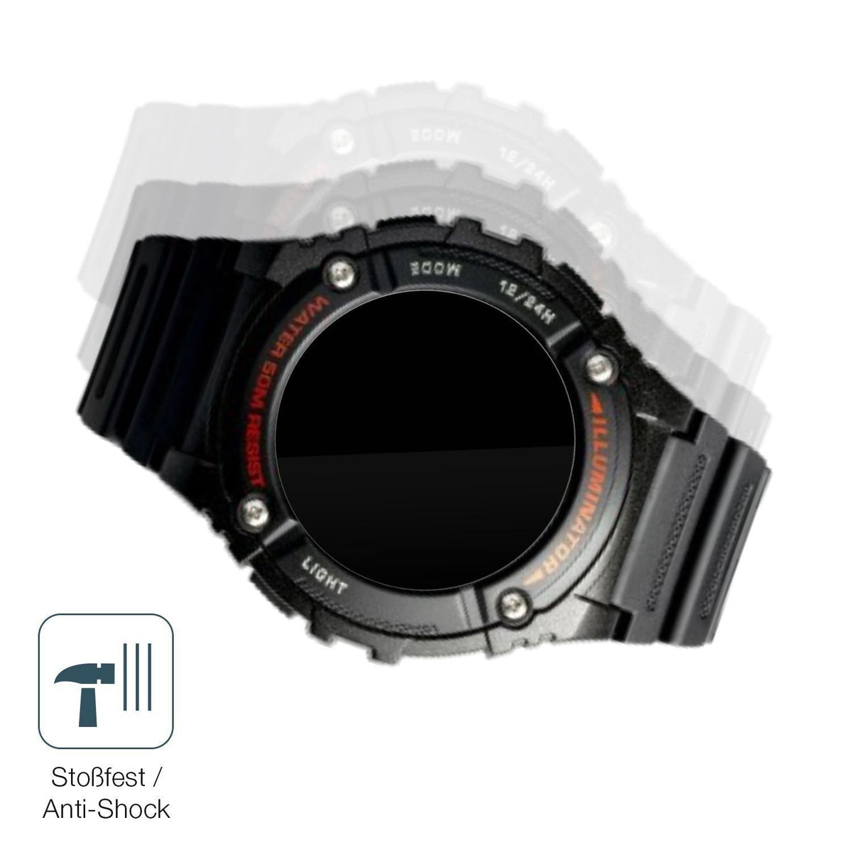 2x 9H Schutzfolie für Casio W-2016H-1AV Rund Panze (4)