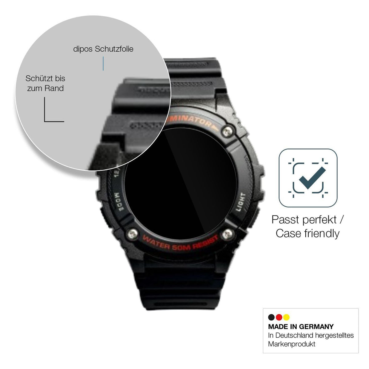 2x 9H Schutzfolie für Casio W-2016H-1AV Rund Panze (6)