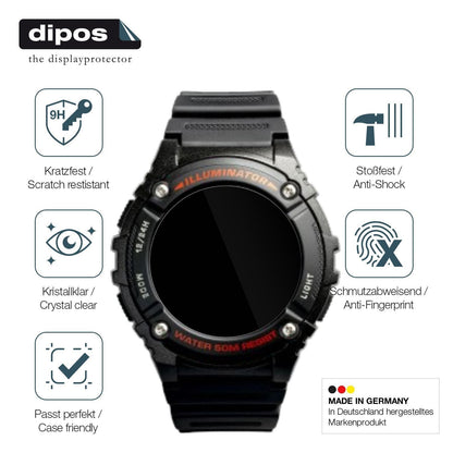 2x 9H Schutzfolie für Casio W-2016H-1AV Rund Panze (7)