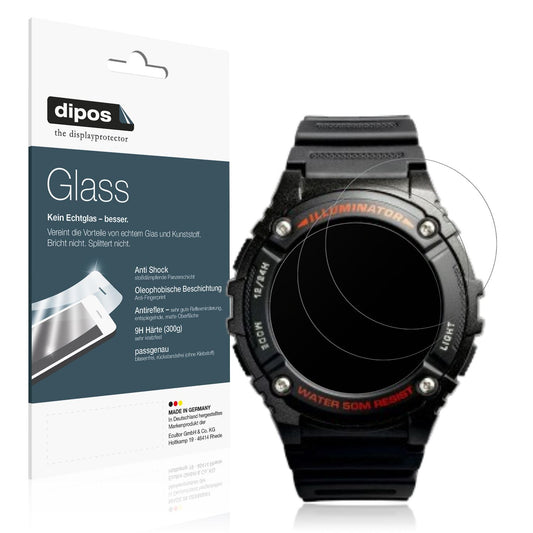 2x 9H Schutzfolie matt für Casio W-2016H-1AV Rund  (1)