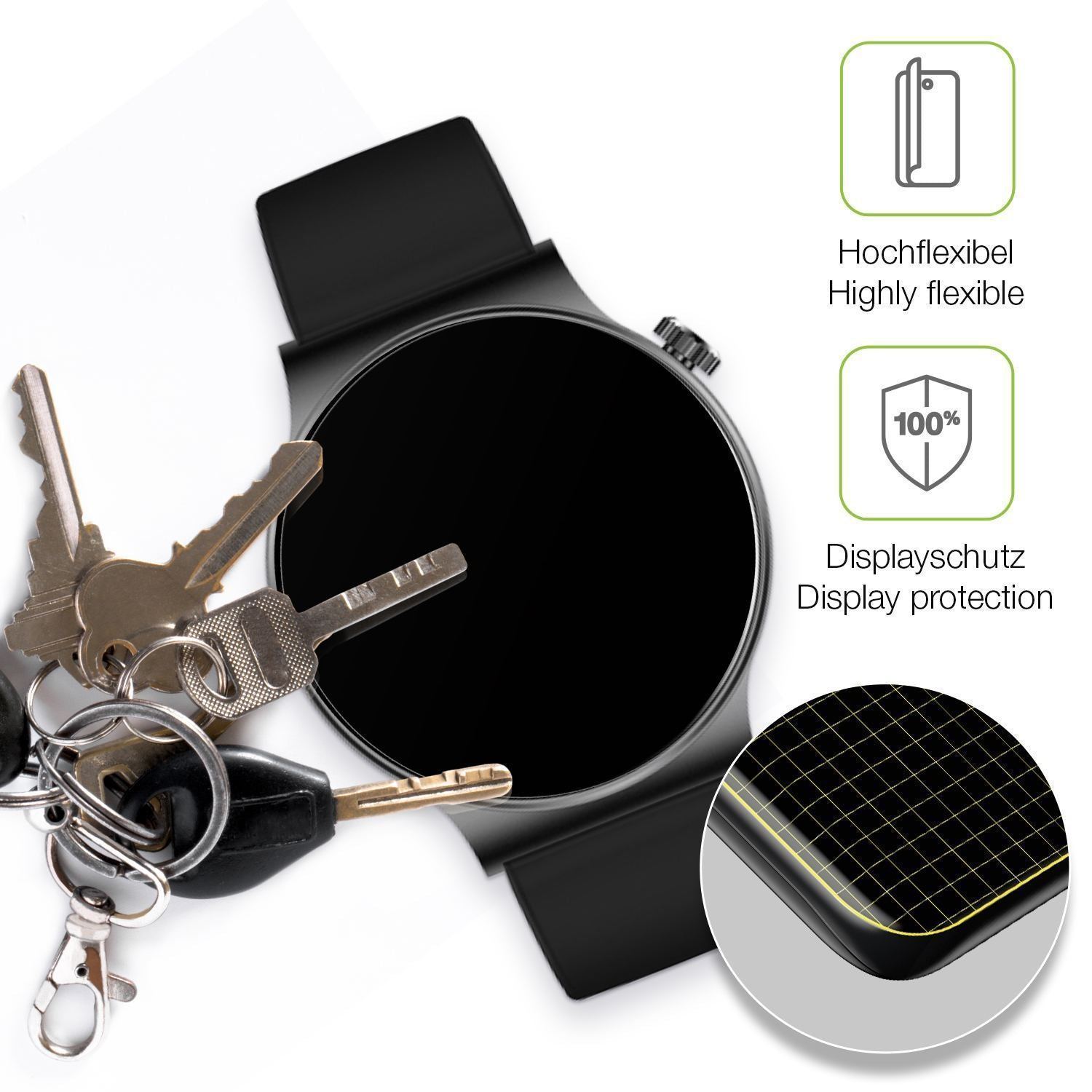 2x Full Cover Schutzfolie matt für OOQE Watch CS P (3)