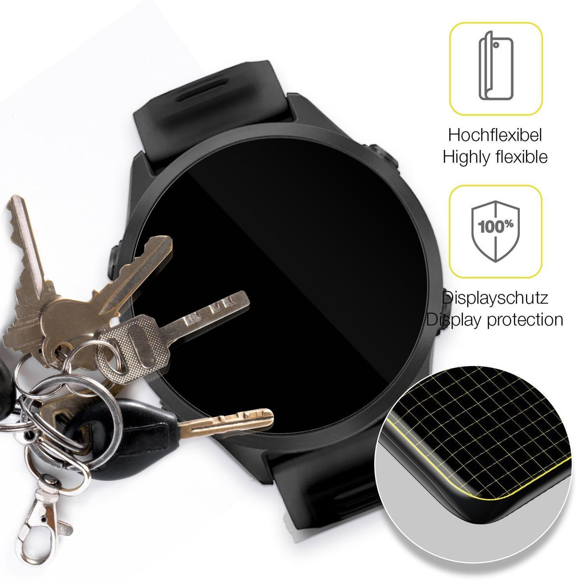 2x 3D Full Cover Schutzfolie für Garmin Forerunner (3)