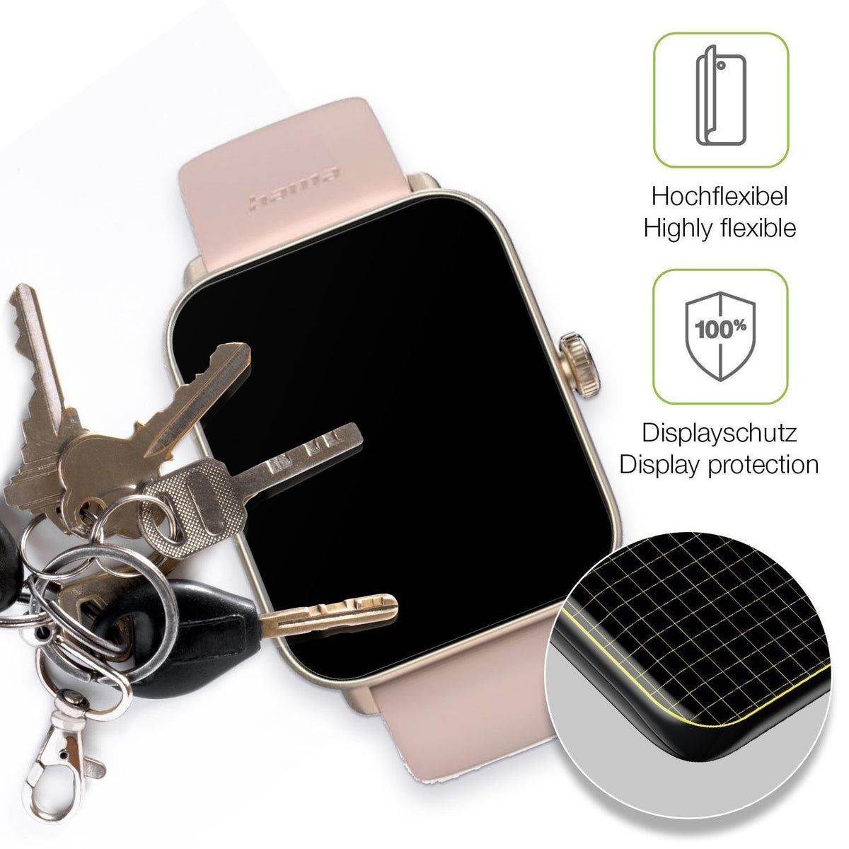 2x Full Cover Schutzfolie matt für Hama Smartwatch (3)