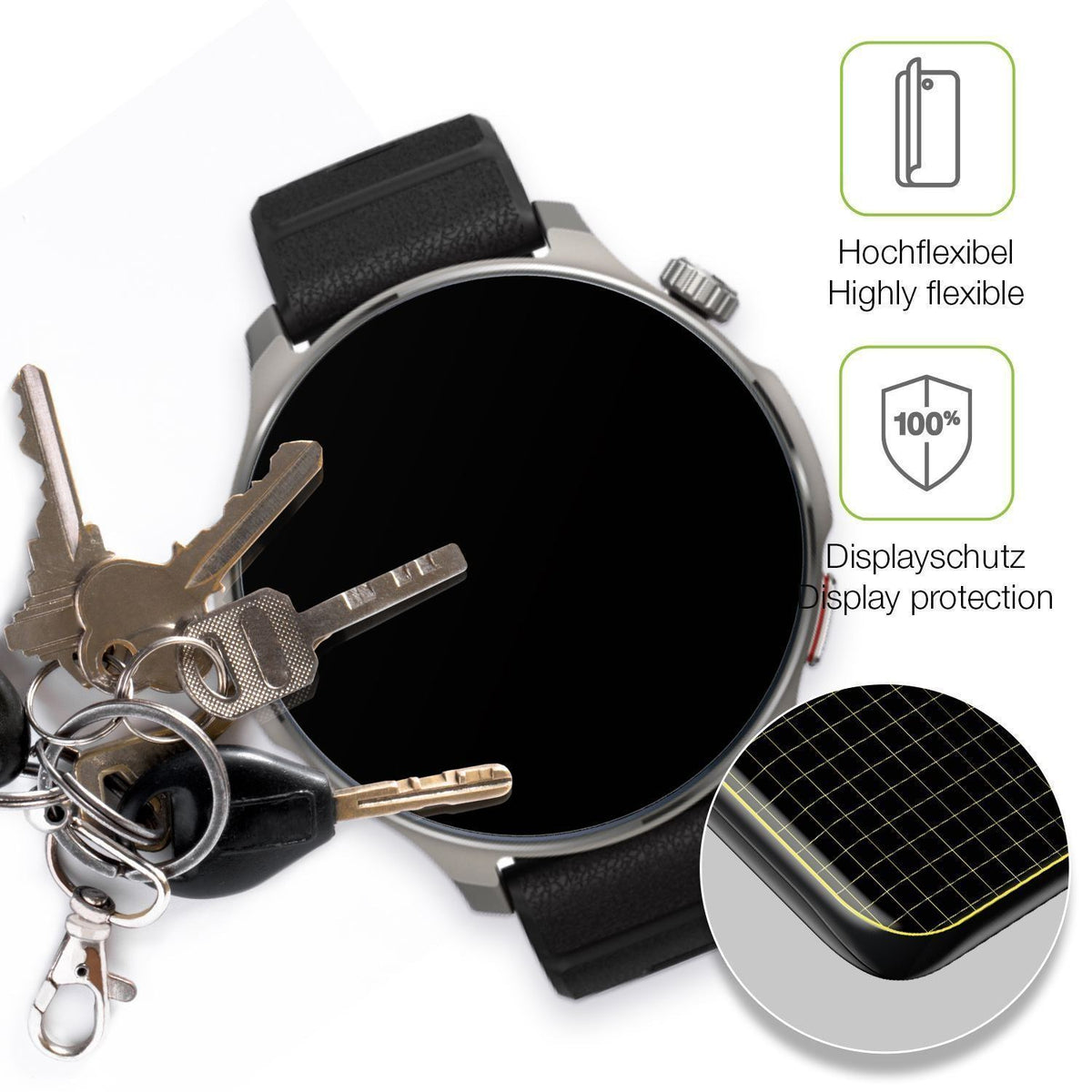 2x Full Cover Schutzfolie matt für Huami Amazfit B (3)