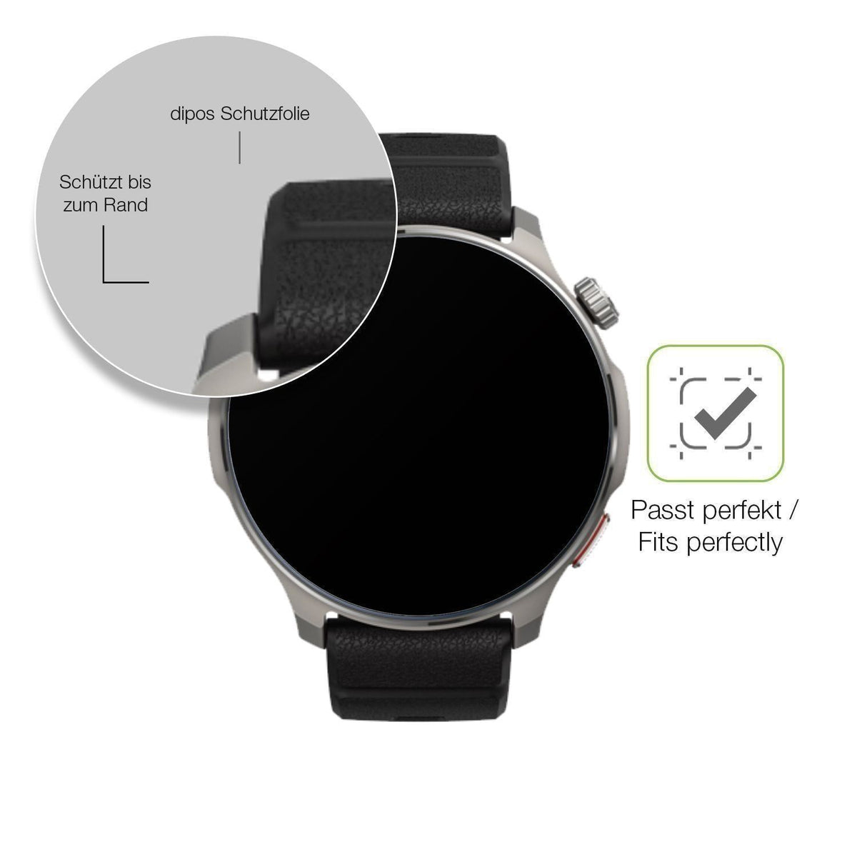 2x Full Cover Schutzfolie matt für Huami Amazfit B (6)