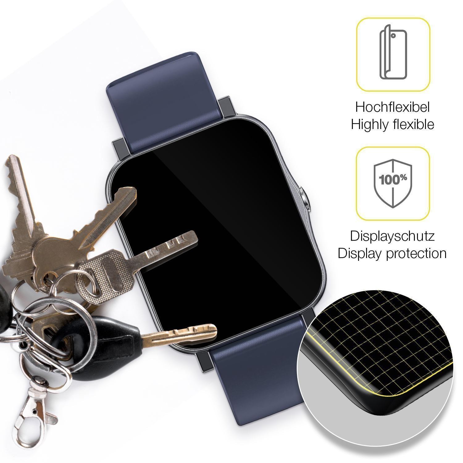 2x 3D Full Cover Schutzfolie für Qnix Smartwatch (3)
