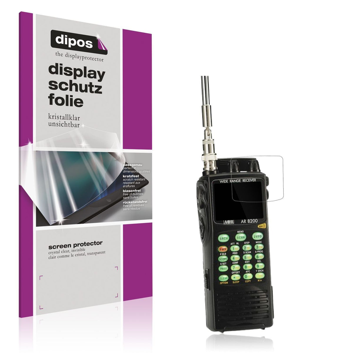 4x Schutzfolie klar für Aor AR-8200 Display-Schutz (1)