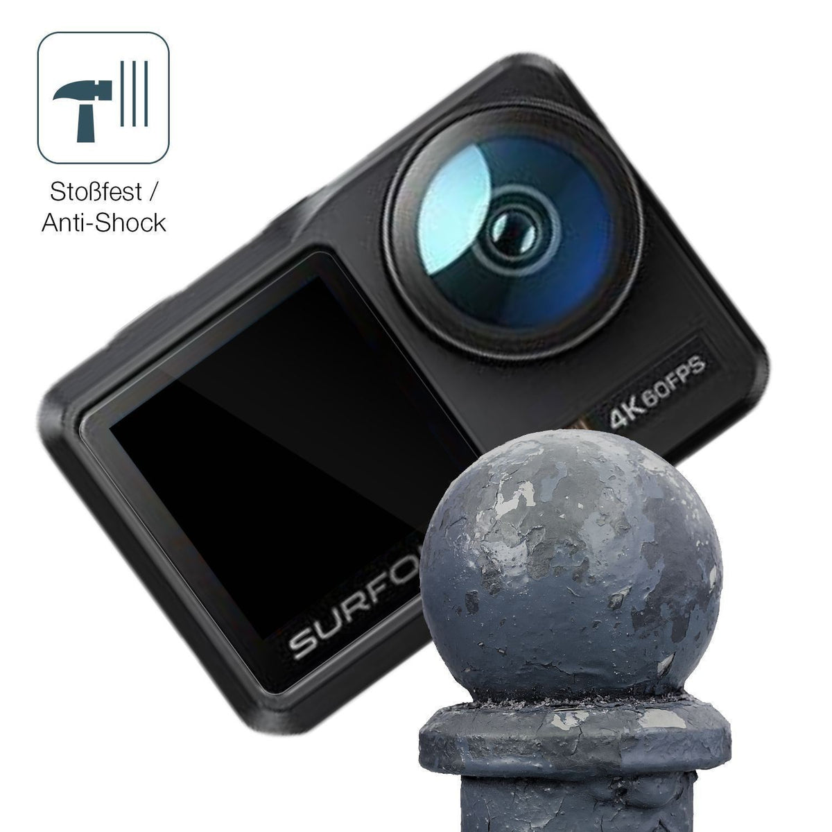 2x 9H Schutzfolie für Surfola Action Cam 4K Panzer (4)