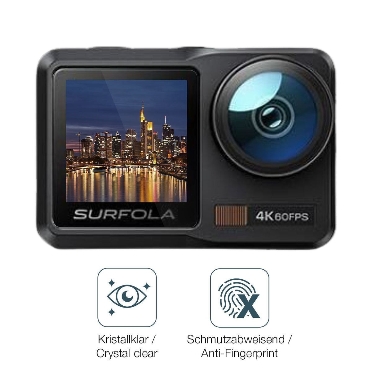 2x 9H Schutzfolie für Surfola Action Cam 4K Panzer (5)