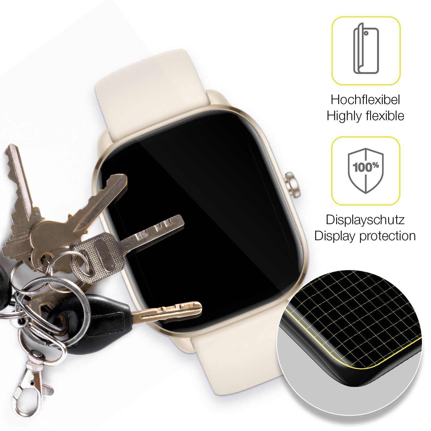 2x 3D Full Cover Schutzfolie für Amazfit GTS 4 min (3)