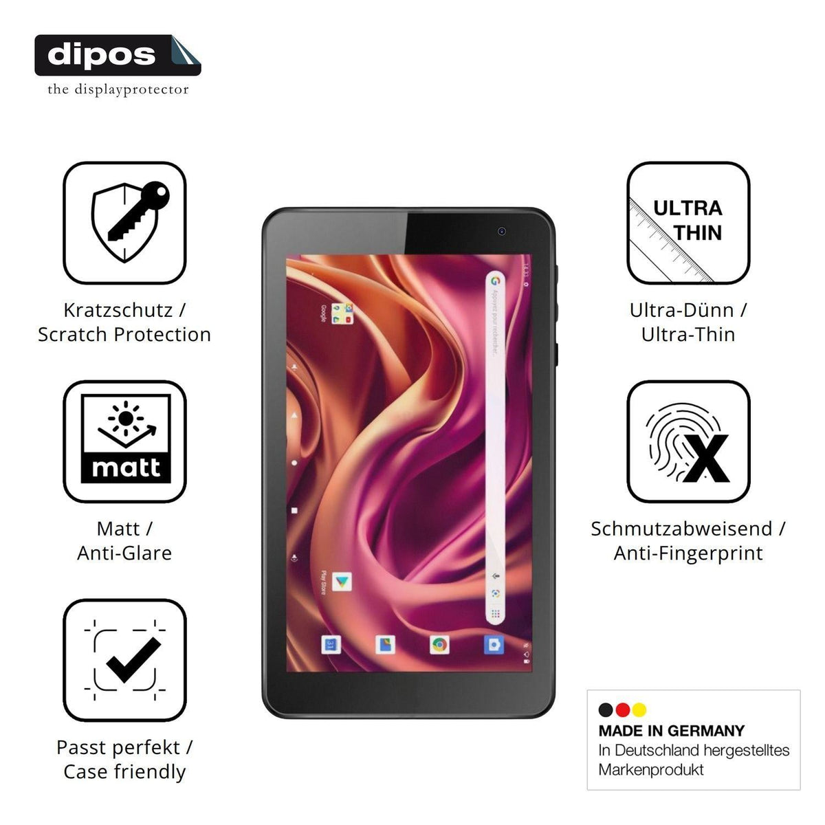 2x Schutzfolie matt für Logicom Tab 76 Display-Sch (7)
