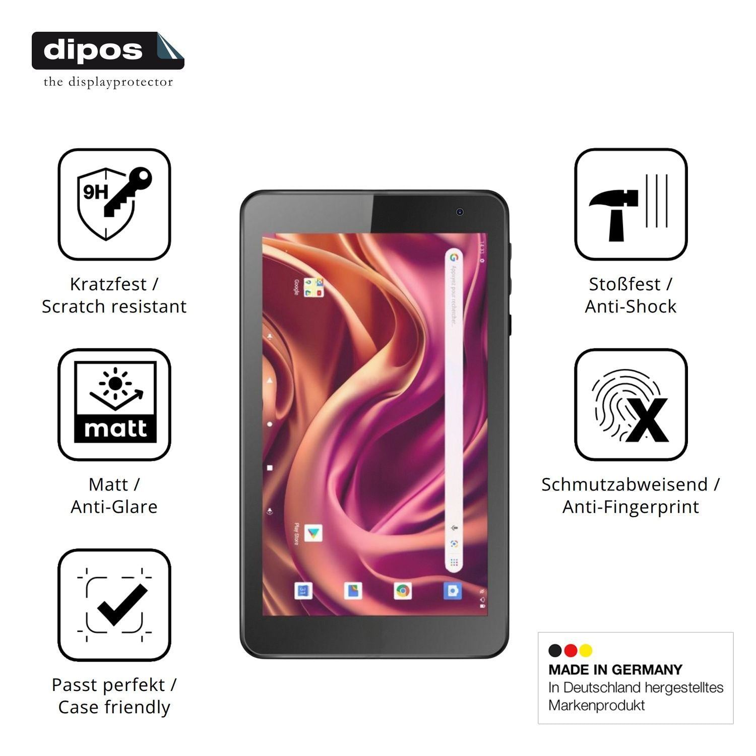 2x 9H Schutzfolie matt für Logicom Tab 76 Panzerfo (7)
